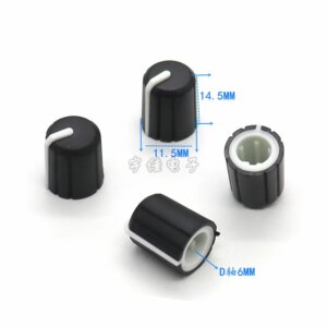 10 Piece 11.5 * 14mm black rubber knob half handle D-shaped inner hole 6mm potentiometer adjustment 180 ° indicator knob