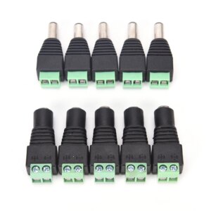 10pcs 2.1 X 5.5mm DC Power Plug Male Female Plug Jack Adapter Connector Plug For CCTV (5 Male+5 Female)