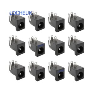 10pcs 5.5x2.1mm DC-005 Black DC Power Jack Socket DC Connectors Supply Barrel-Type Right Angle PCB Mount Terminal