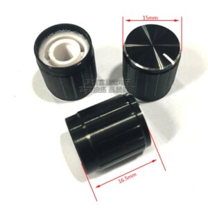 10pcs Potentiometer Cap 15mm*16.5mm Black Bright Edge Half Shaft Hole D-Shaped Inner Hole 6mm Aluminum Alloy Knob