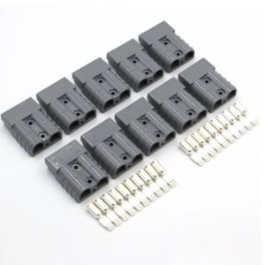 10sets 600V 50A gray red SH50 Plug Connector Double Pole copper Contacts Solar Panels Caravans Battery T Handle Anti dust cover