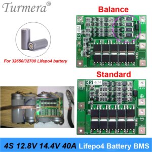12.8V 14.4V 4S 40A 32650 32700 LiFePO4 BMS lithium iron battery protection board with equalization start drill Standard Balance