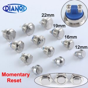 12mm 16mm 19mm 22mm screw port 1NO Doorbell Bell Horn Power metal Push Botton Switch Domed Momentary round high flat level head