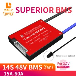 18650 BMS 14S 48V Li ion 3.7v 15A 40ah 50A 60A Lithium Polymer Battery Pack PCB Balance Ebike E-Scooter Temperature