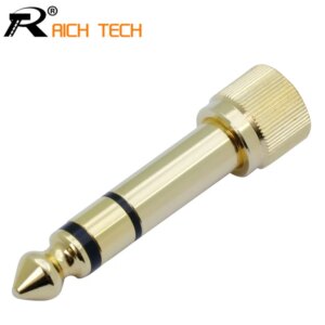1PC Gold-plated adapter Jack 6.35mm 3pole stereo male plug with inside screw to 3.5mm jack stereo female socket converter