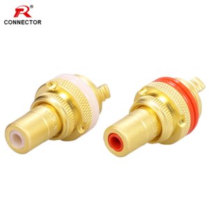 1Pair RCA Jack HIFI Terminals, pom insulation High-end RCA Socket Adapter AV Terminal Phono Connector, Gold/Rhodium/Red Copper