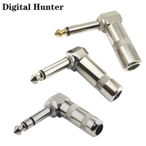 1Pcs 1/4" Ts Right Angle Stereo Mono Phone Plug Connector 6.35mm Jack Elbow