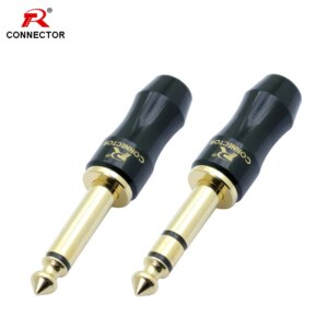 1pc Excellent 6.35mm jack connector,1/4" 6.3mm Male Plug, Mono/Stereo, with 24K Gold Plated Head, Copper Tube