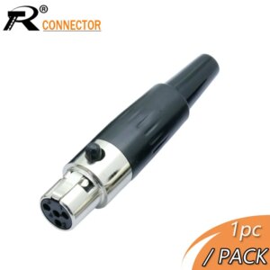 1pc Mini XLR 3 4 5 Pin Female Plug Small XLR Audio Microphone Connector MIC for Cable Soldering Straight