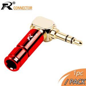 1pc Right Angle Earphone plug 3Pole Gold-plated Wire Connector Fit for 6mm Cable DIY Play Aluminum alloy tube 3.5mm Jack