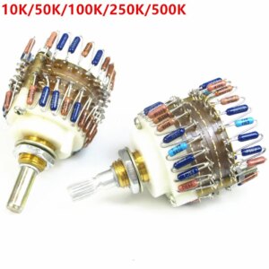 2 channels Volume potentiometer 10K/50K/100K/250K/500K Dale 23 Step Attenuator for amplifier Better than alps free shipping