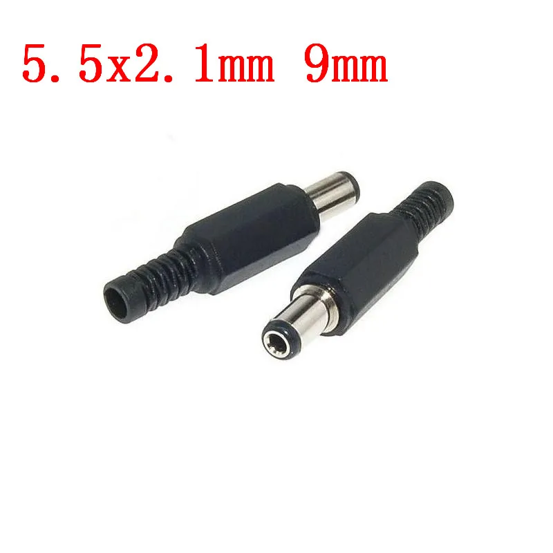 2020 Hot Sales 5 Pcs Black 2.1mm x 5.5mm DC Power Male Plug Jack Adapter