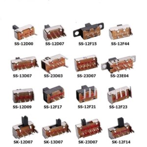 20PCS Toggle switch single and double row in-line small micro power switch sliding gear fluctuation band 2/3 gear SS-13D07