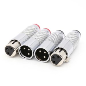 2Sets/4pcs XLR Male Female Connector 3 Pin Carbon Fiber XLR Microphone Audio Connector Plug