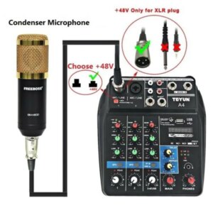 4 Channels EU/ US Plug USB Audio Mixer Audio Mixer Sound Mixing Console Bluetooth Record Stage Meeting Live Broadcast Suppplies