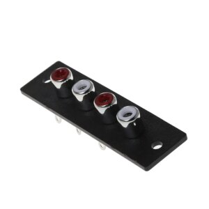 4 Way RCA Terminal Wall Panel Plate Input Phono Chassis Female Socket Audio Connector