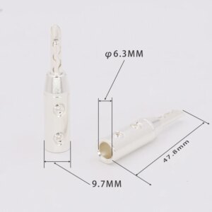 4Pcs Silver plated Banana Connector Silver plated BFA Connectors plugs BFA plug