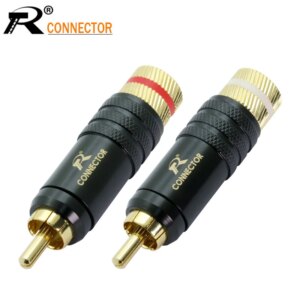 4pcs/Lot New Gold Plated Copper RCA Plug Mayitr Durable RCA Connector Screws Soldering Locking Audio Video R Plug 53mm*13mm