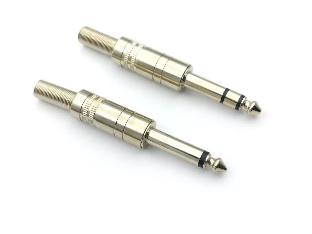4pcs metal 6.35mm 1/4" Male mono/Stereo Audio TRS Jack Plug Connector soldering