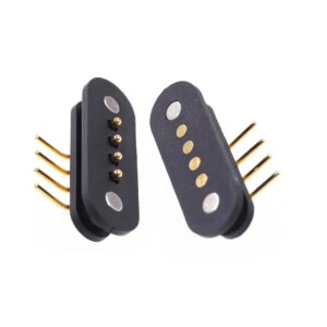 5 Pair Spring-Loaded Magnetic Pogo pin connector 4 pin Pitch 2.5 mm through hole Angled male female 2A 36V DC Power Charge Probe