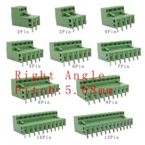 5 Pairs 300V 10A 2EDG 5.08mm PCB Screw Terminal Block Connector Plug Pin Right Angle 5.08mm Pitch Header Plug Socket 2-12PIN