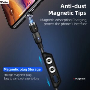 540 Degree Magnetic Cable Micro USB Type C Fast Charging Magnet Charger Mobile Phone Cable USB C For Xiaomi iPhone 11 Xr Samsung
