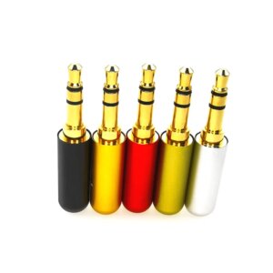 5PCS Gold plated Stereo 3.5mm 3 Pole Repair Headphone Jack Plug Cable Audio Headphones Audio Jack Plug Connector Soldering