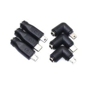 5V DC 5.5 * 2.1 mm Power Jack USB Type C USB-C Type-c 5.5mm *2.1mm Mini USB Right & Micro USB DC Power Connector Adapter 1pcs
