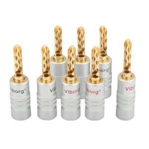 8PCS Viborg Speaker Banana plug connectors 4mm Banana Plug Connectors Adapter with heatshrink