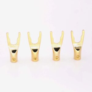8pcs 24K Gold Plated Copper Spade Plug Speaker Cable Wire Connector HiFi