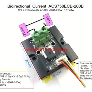 ACS758ECB ACS758 200B Bidirectional AC/DC Current Sensor module ACS758ECB-200B 120 kHz Bandwidth AC/DC DC: -200-200A 0.01V/1A