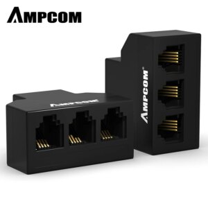 AMPCOM RJ11 Telephone Converter 1/2/5/10-Pack RJ-11 Classic 6 Pins Female 1 to 3 & 4 Telephone Phone Cable Line Splitter Adapter