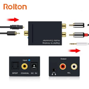 Audio Converter Coaxial Optical Fiber Toslink Digital to Jack 3.5 Analog L/R RCA SPDIF Digital Audio Decoder Stereo Amplifier