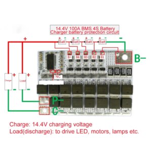 BMS 4S 14.4V 100A 18650 Li-ion LiFePO4 LiFe LMO Lithium Battery Charge Protection Circuit Board PCB BMS Charging Balance Module