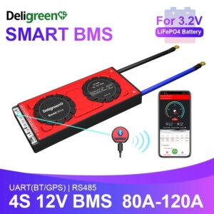 Bluetooth Smart BMS 4S 80A 100A 120A LiFePO4 Battery BMS for 14.6V Battery pack with Bluetooth CAN communicatio UART RS485