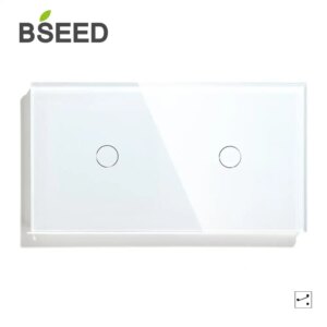 Bseed 2 Gang Touch Switch 157mm 1 Way 2 Way Light Switch White Black Golden Crystal Class Panel Switch Waterproof Switch