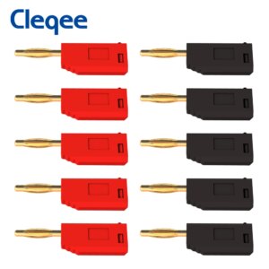 Cleqee P3012 10PCS 2mm Banana Plug jack Gold Plated Copper stackable connector for Binding Post Test Probes 5 Color