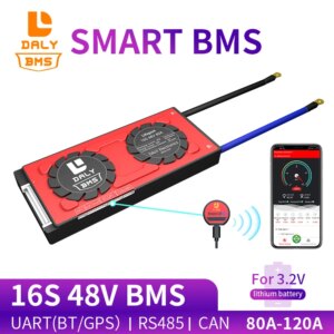 Daly 18650 3.2v smart BMS 16S 48V 80A 100A 120A Bluetooth 485 to USB device NTC UART software togther Lion LiFepo4 Battery BMS