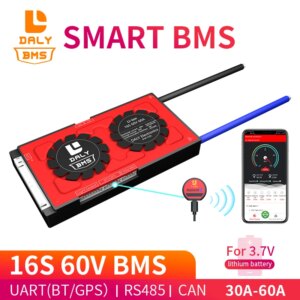 Daly 3.7V 18650 smart BMS 16S 60V 30A 40A 50A 60A Li-ion Lithium Protection Board balance Bluetooth APP PC software R485