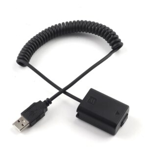 Dummy Battery Coupler Adapter replace NP-FW50 FW50 to USB Coiled Spring Cable for Sony A7 A7R A7S II A6600 A6500 A6400 PowerBank