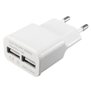 EU Plug 5V 2A Dual Ports USB Charging Plug Connector Commercial Travel Home Wall Charger Adapter Double USB Power Socket Dock