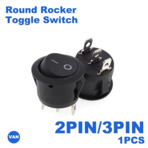 FREE SHIPPING 1PCS 2/3PIN Black ON/OFF 6A/250V Round Rocker Toggle Switch RED White Plastic Push Button Switch