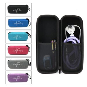 Hard EVA Portable Stethoscope Carrying Case Storage Box Shell Mesh Pockets for 3M Littmann III Stethoscope Medical Organizer Bag