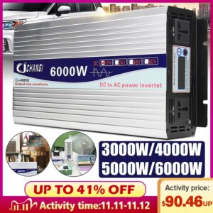 Inverter 12V 220V Intelligent Voltage transformer Pure Sine Wave Solar Power Inverter 12V/24V To 220V 3000W/4000W/5000W/6000W