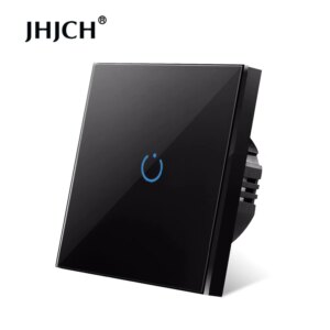 JHJCH touch switch, EU standard, white crystal, glass panel, touch switch, Ac220v, 1 set, 1 way, wall light, wall touch screen