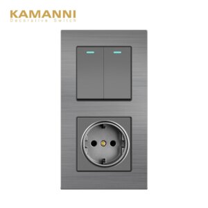 KAMANNI switch with socket wall switch 220v switches and sockets light switches AC Aluminum alloy Three frames DIY