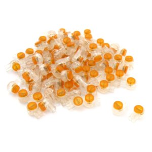 LNHF 100 x Air Tight Orange Clear Button Cable UY Butt Splice Connectors