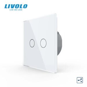 Livolo EU Standard Touch Switch, 2Gang 2Way Control, 7colors Crystal Glass Panel,Wall Light Switch,220-250V,C702S-1/2/3/5