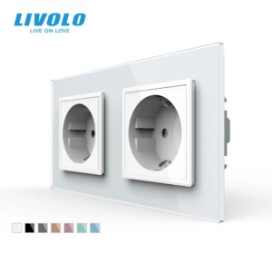 Livolo EU Standard Wall Power Socket, 4colors Crystal Glass Panel, Manufacturer of 16A Wall Outlet, C7C2EU-11/12/13/15