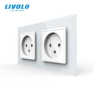 Livolo EU Standard double Israel Power Socket, Glass Panel,AC 100~250V 16A Wall Power Socket,C7C2IL-11/12/13/15(4colors),no logo